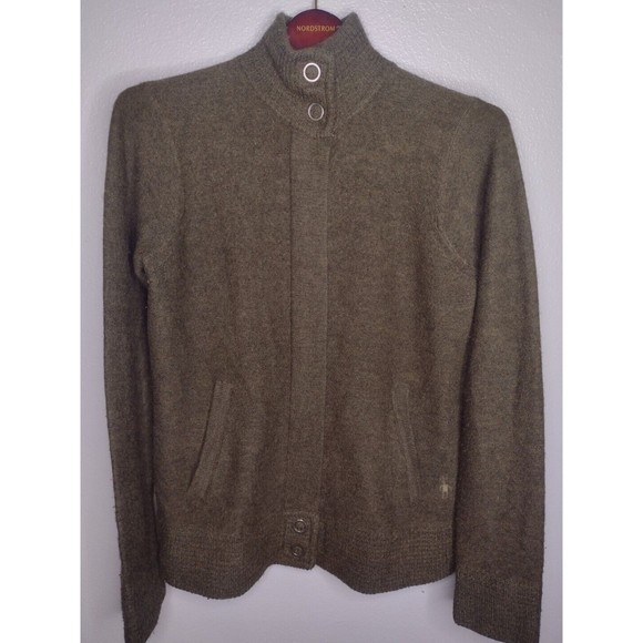 Smartwool Sweater Mens Cardigan Sweater Medium Green Zip Up Collar Outdoor A4 - Picture 1 of 8
